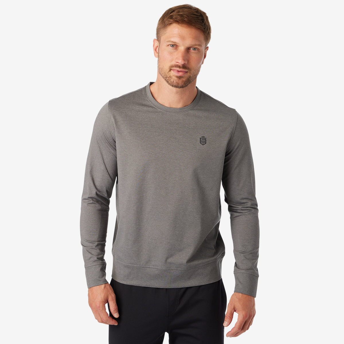 Greatness Wins Men's Core Tech Performance Crew | Gray Heather