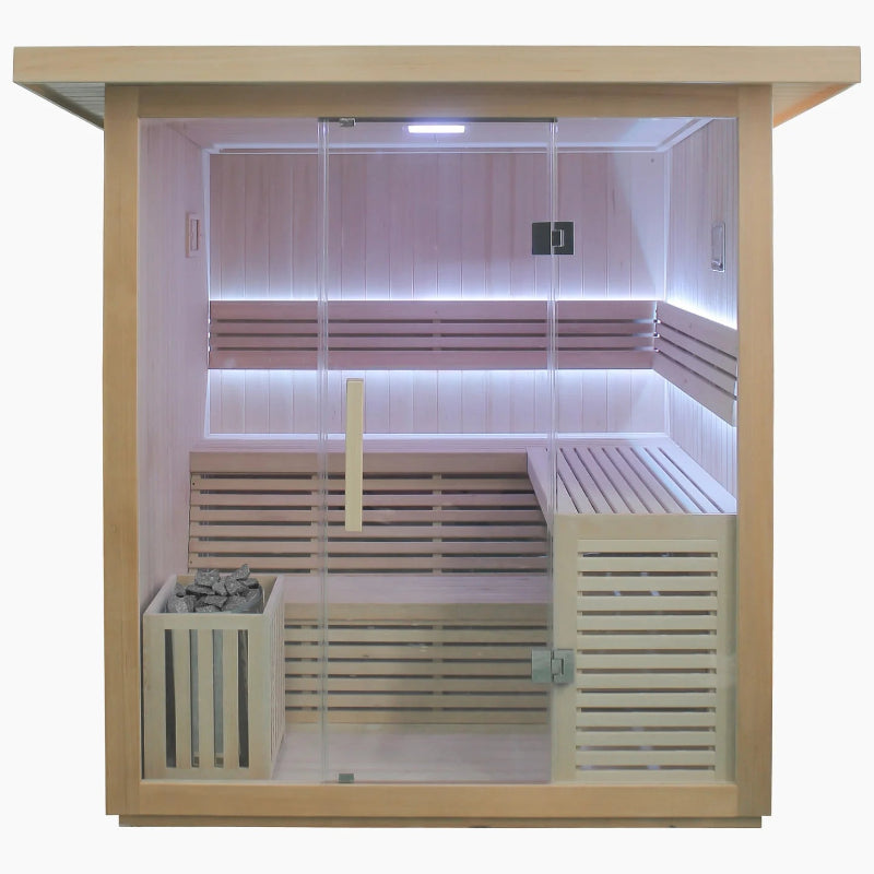 Revive 6-Person Traditional Sauna – Hemlock Wood, 8 kW Heater, Outdoor Ready
