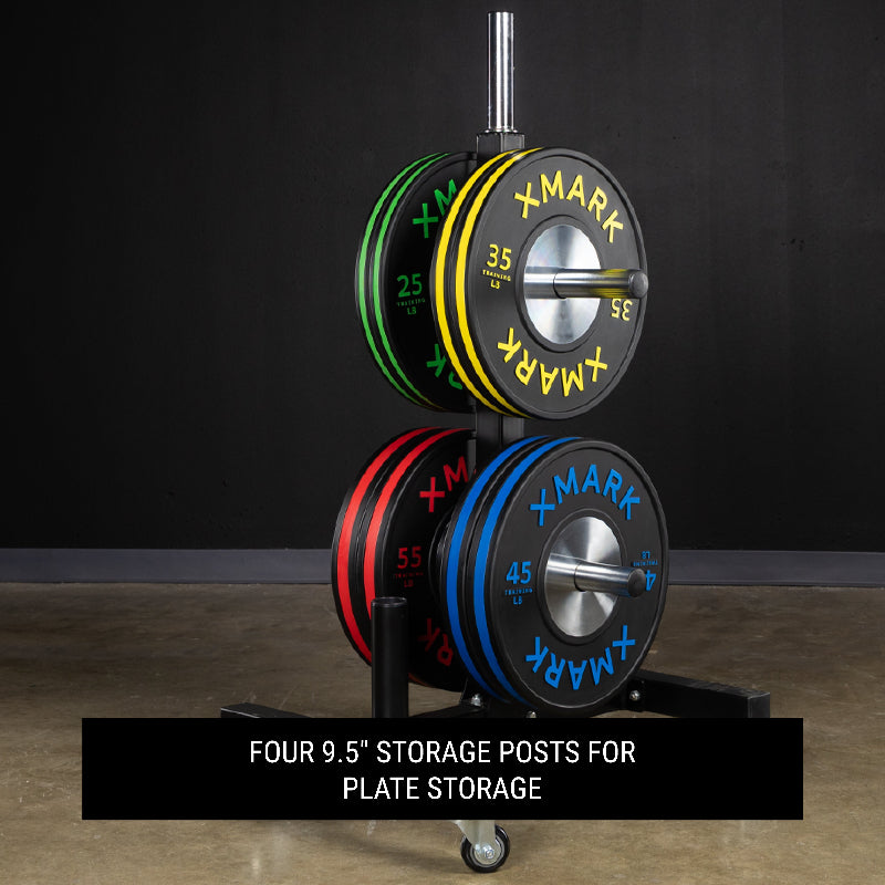 XMARK Commercial Bumper Plate Tree on Casters with Dual Bar Holders
