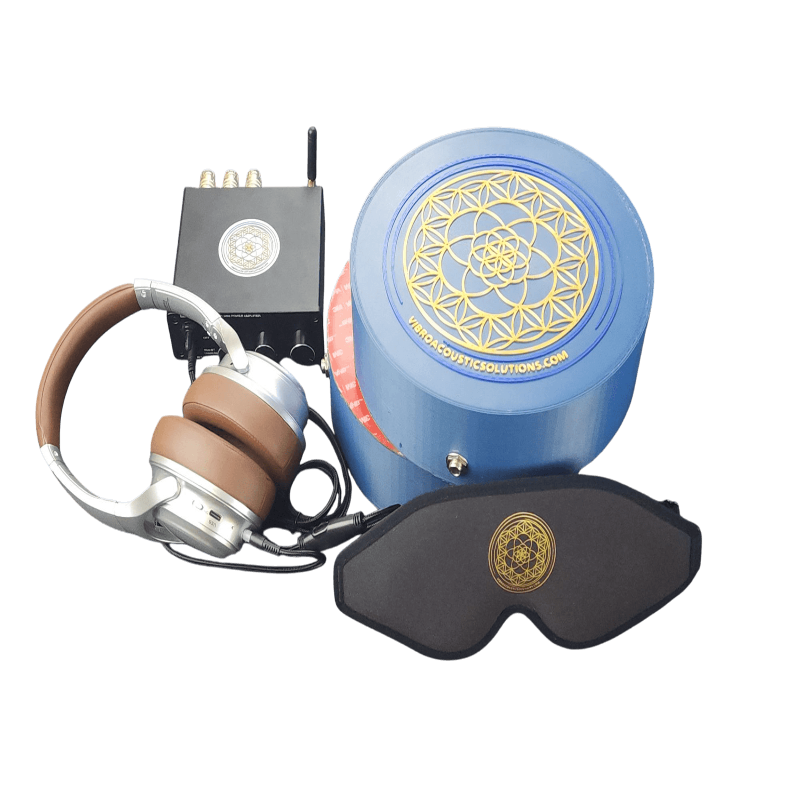 Vibroacoustic Massage Table Attachment Bundle - Universal Fit System with Meditation Cushion & Amplifier