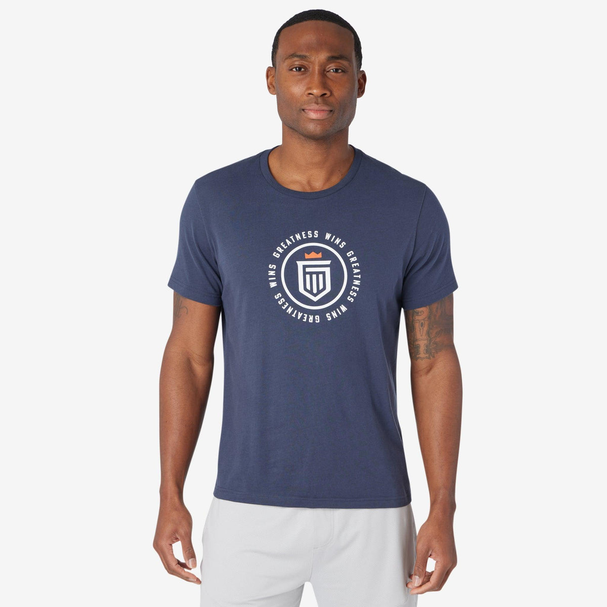 Greatness Wins Men's Badge Graphic Tee | Navy
