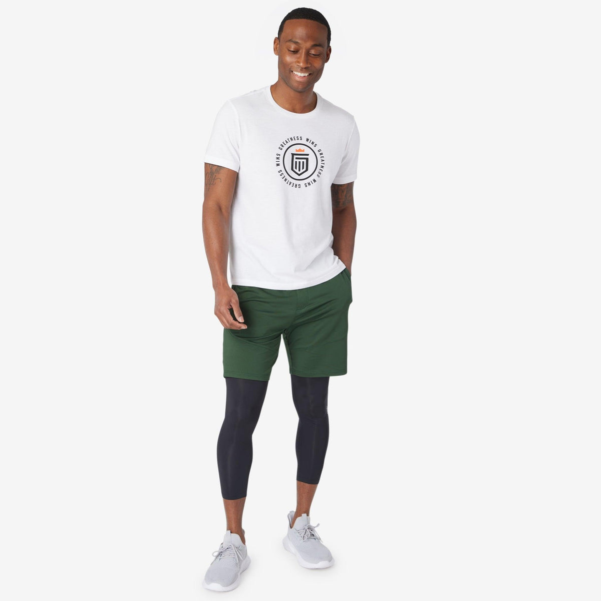 Greatness Wins Men's Badge Graphic Tee | White