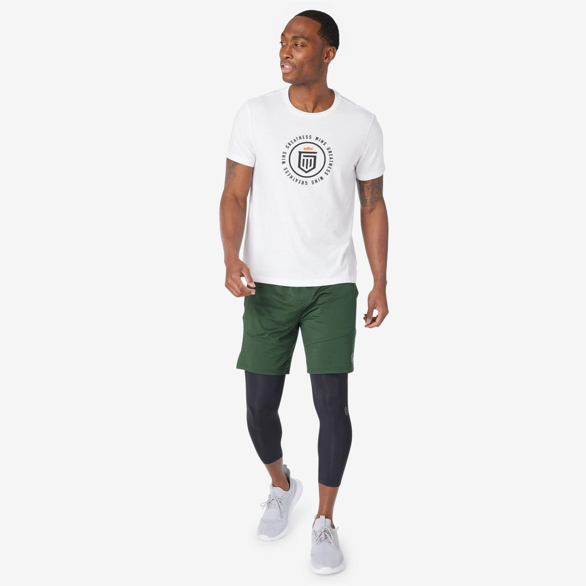 Greatness Wins Men's Badge Graphic Tee | White