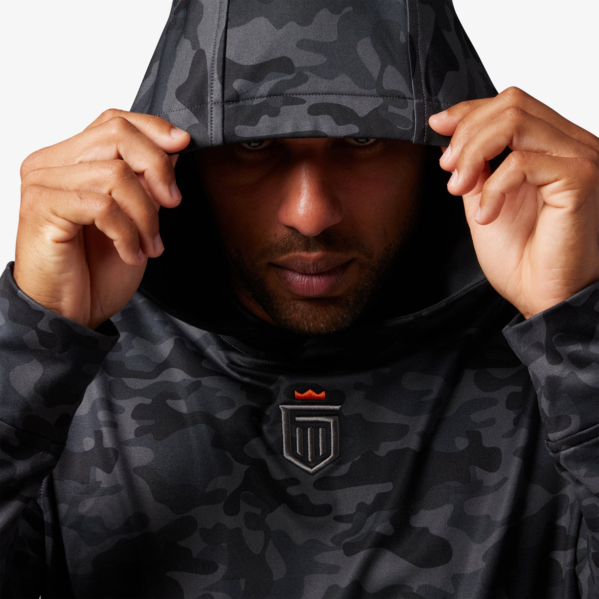 Greatness Wins Men's Core Tech Hoodie | Black Camo
