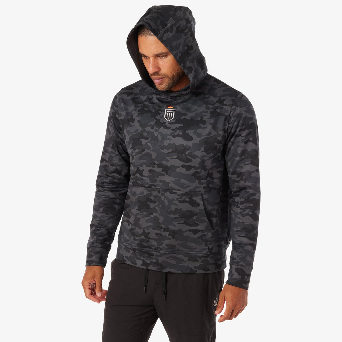 Greatness Wins Men's Core Tech Hoodie | Black Camo