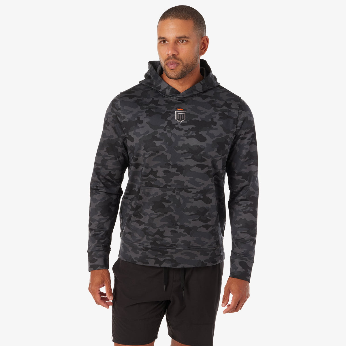 Greatness Wins Men's Core Tech Hoodie | Black Camo