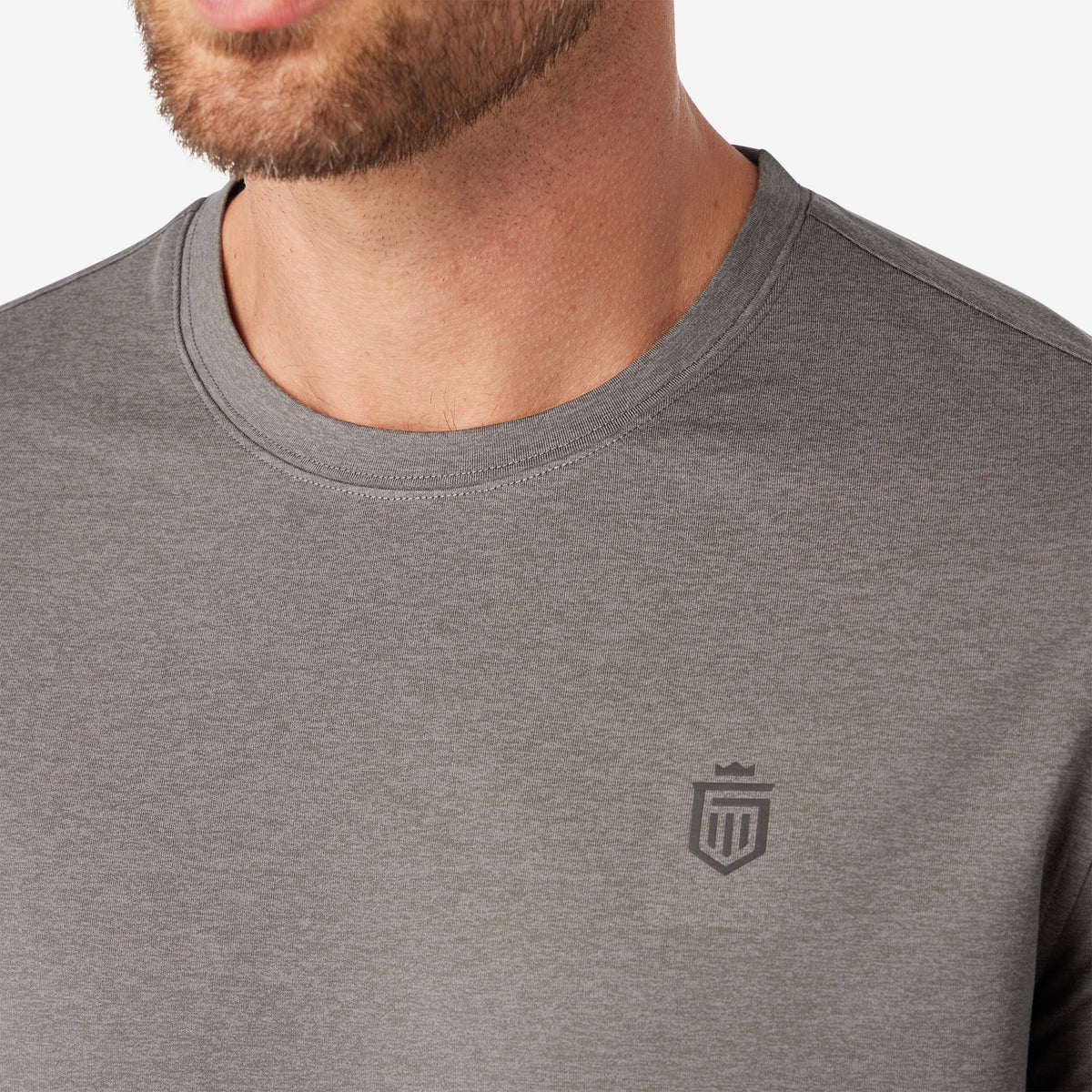 Greatness Wins Men's Core Tech Performance Crew | Gray Heather