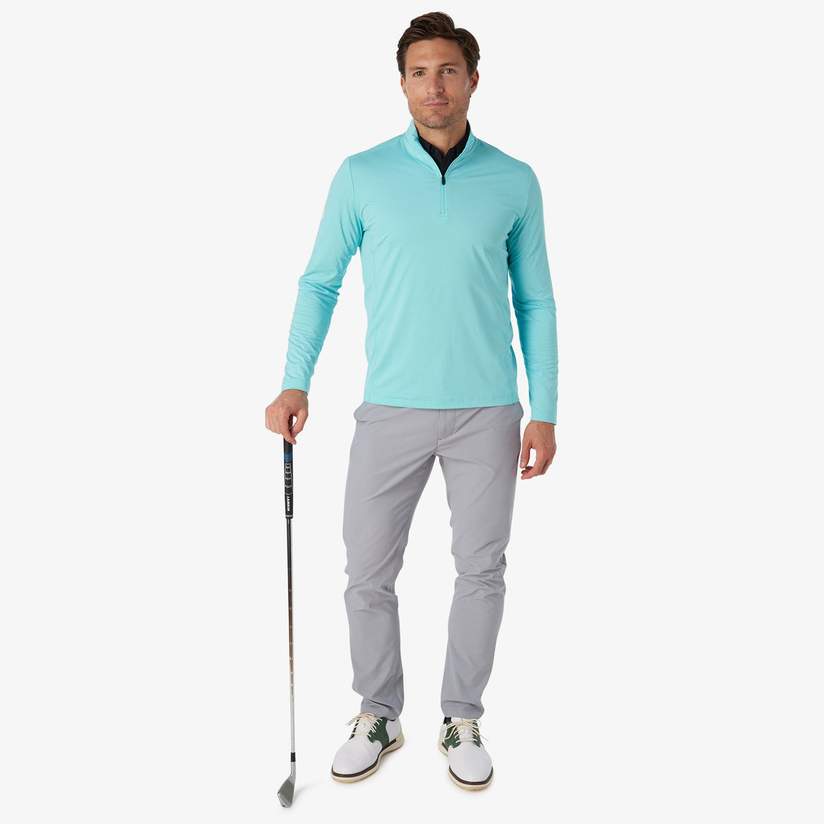 Greatness Wins Men's Core Tech Quarter Zip | Blue Turq