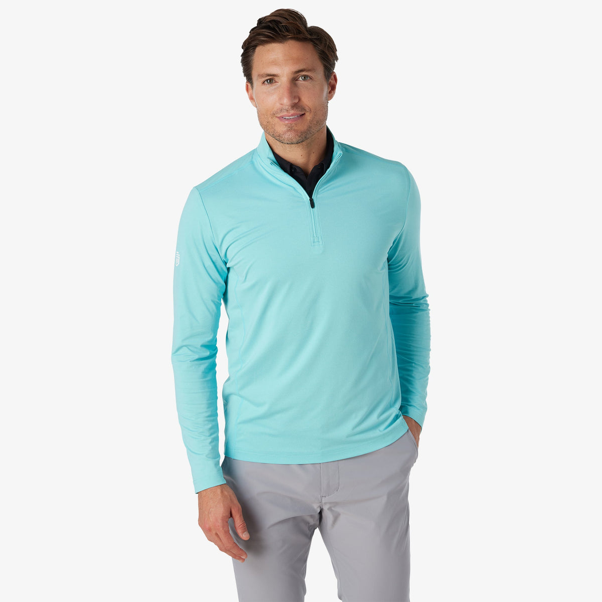 Greatness Wins Men's Core Tech Quarter Zip | Blue Turq