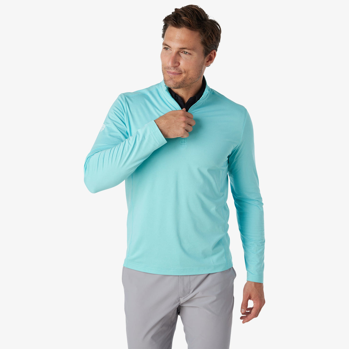 Greatness Wins Men's Core Tech Quarter Zip | Blue Turq