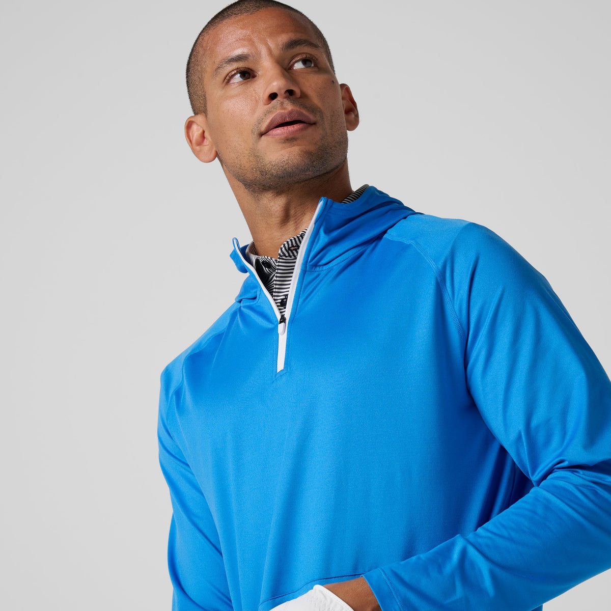 Greatness Wins Men's Core Tech Quarter Zip Hood | Sonic Blue