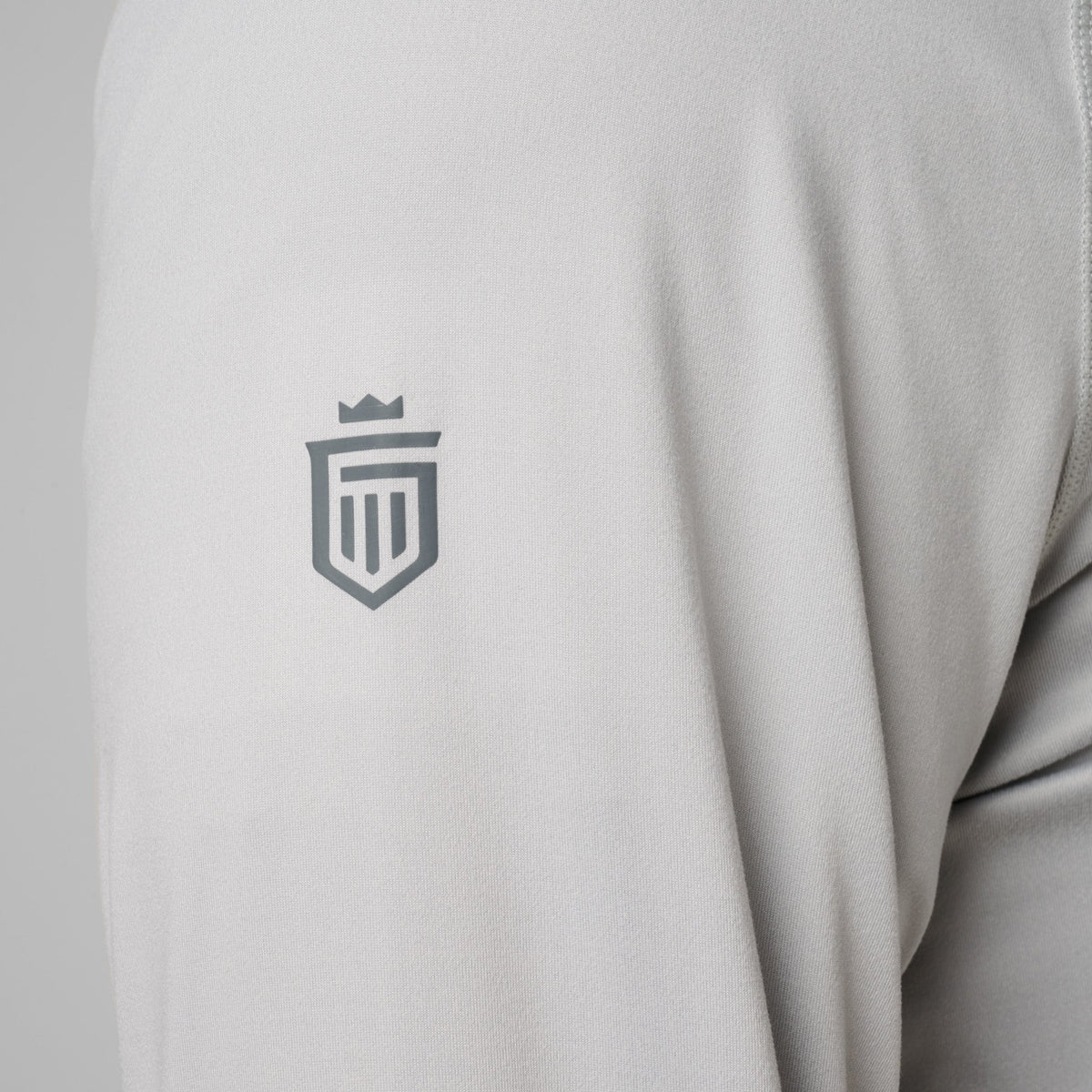 Greatness Wins Men's Core Tech Quarter Zip Hood | Ash Gray