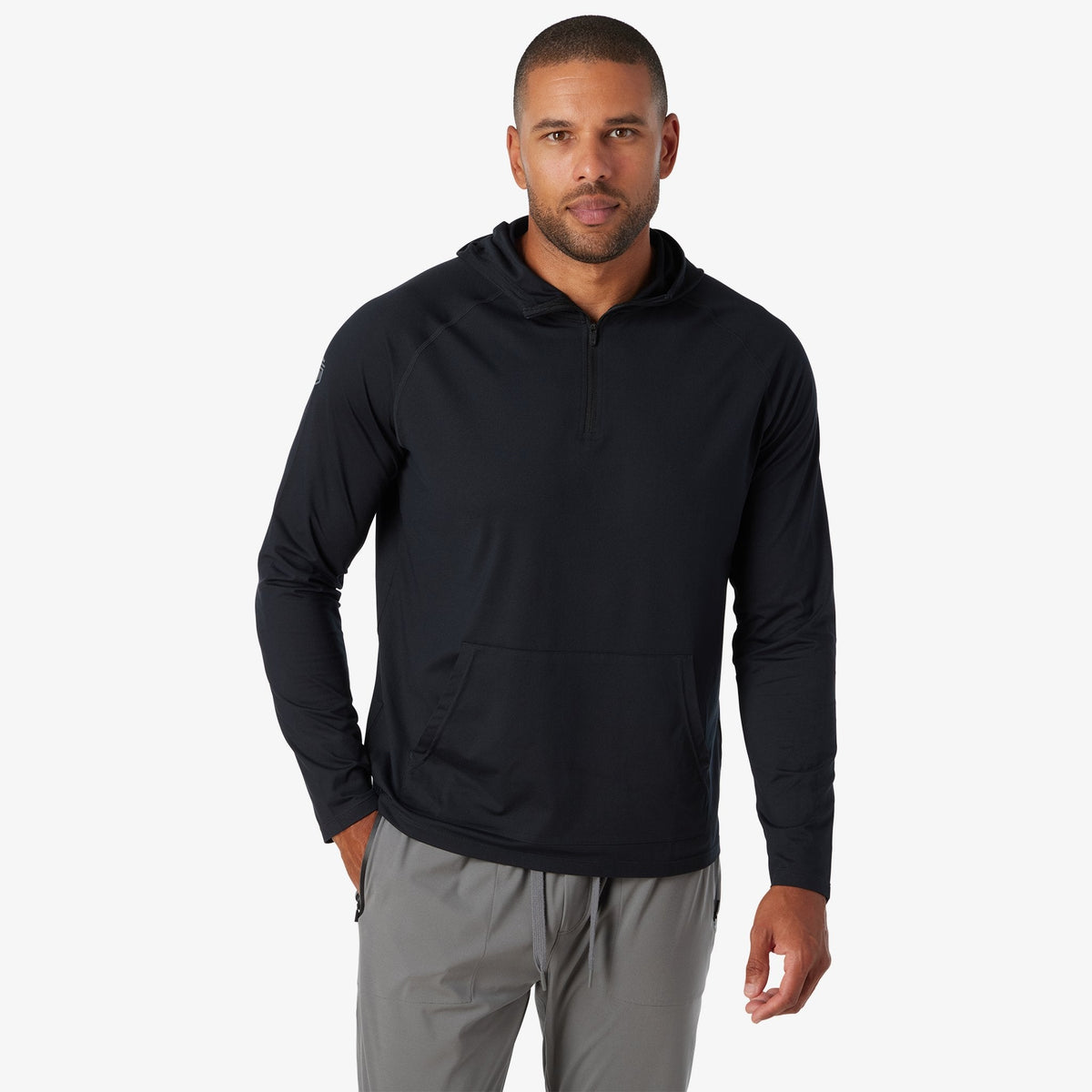 Greatness Wins Men's Core Tech Quarter Zip Hood | Black