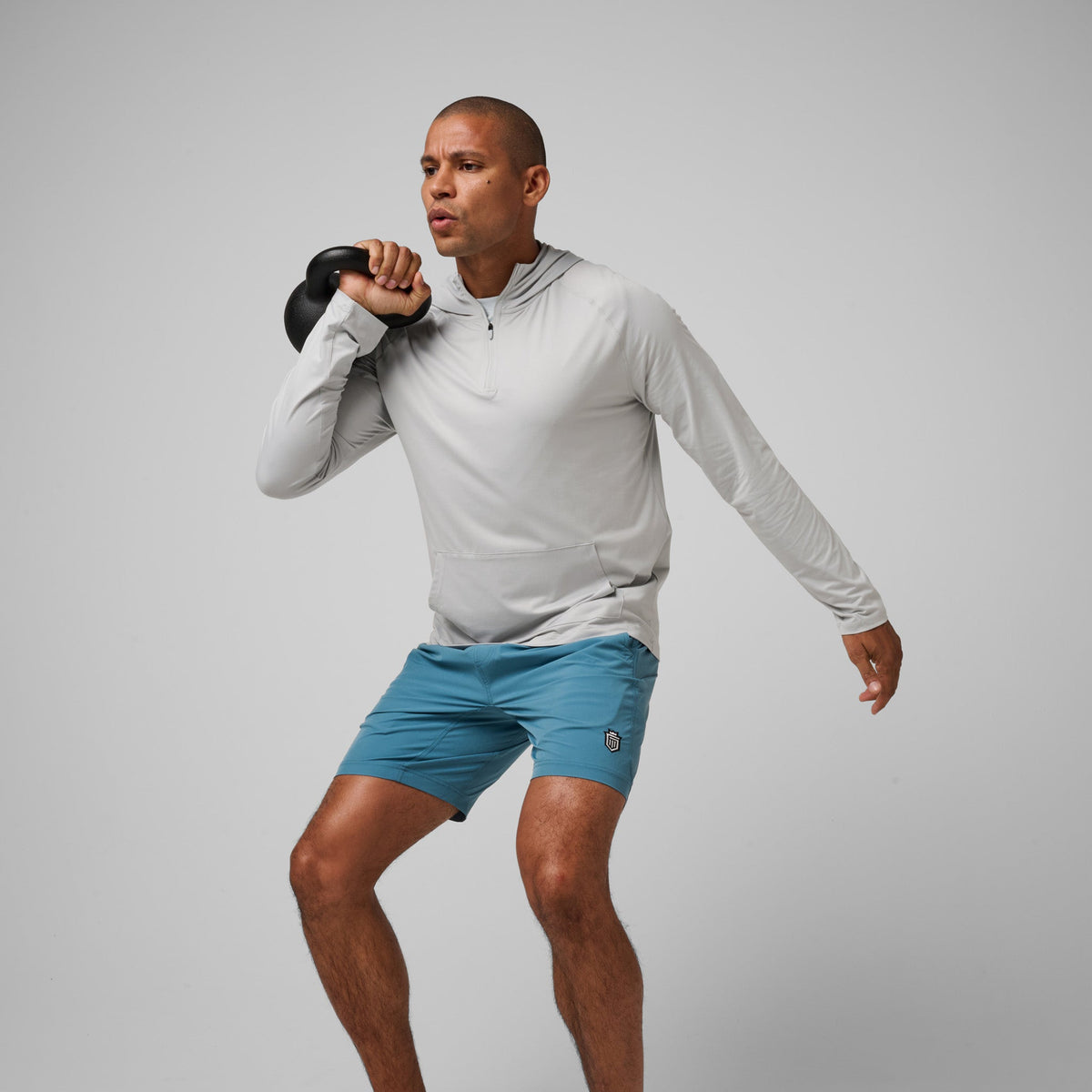Greatness Wins Men's Core Tech Quarter Zip Hood | Ash Gray