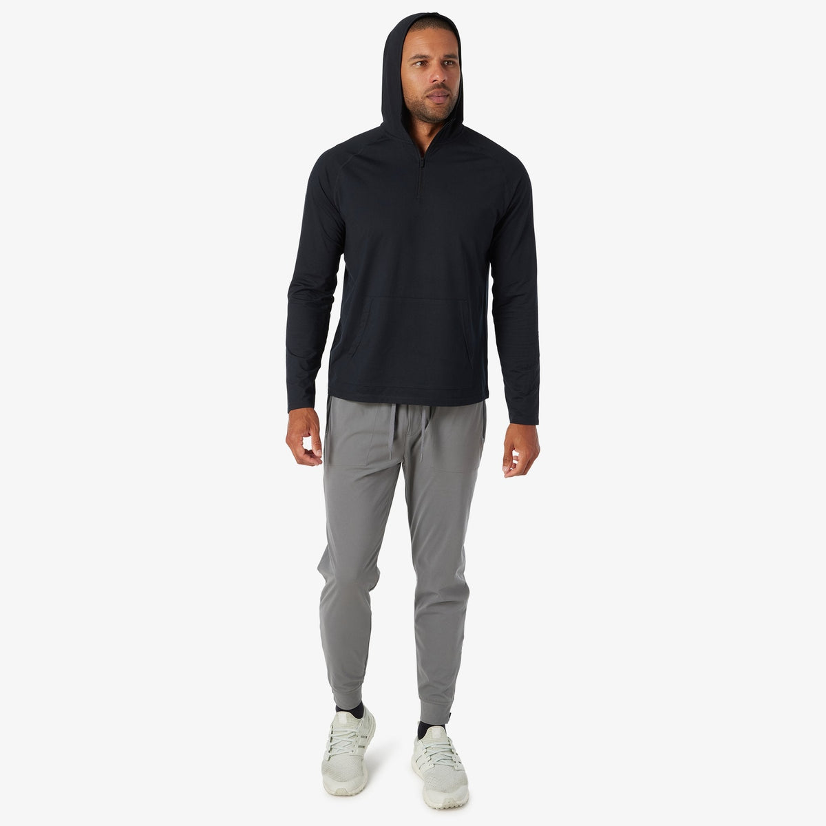 Greatness Wins Men's Core Tech Quarter Zip Hood | Black