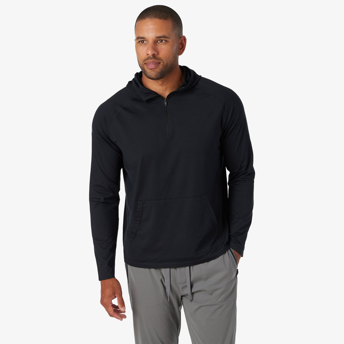 Greatness Wins Men's Core Tech Quarter Zip Hood | Black