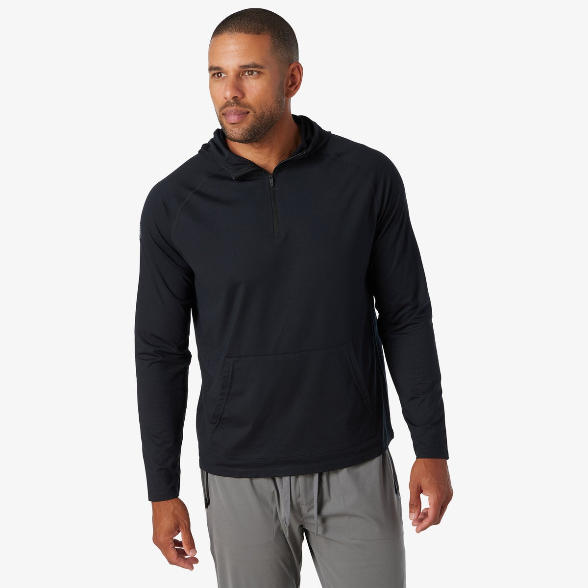 Greatness Wins Men's Core Tech Quarter Zip Hood | Black