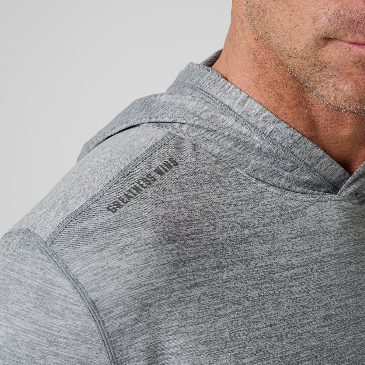Greatness Wins Men's Core Tech T-Shirt Hoodie | Athletic Gray Heather