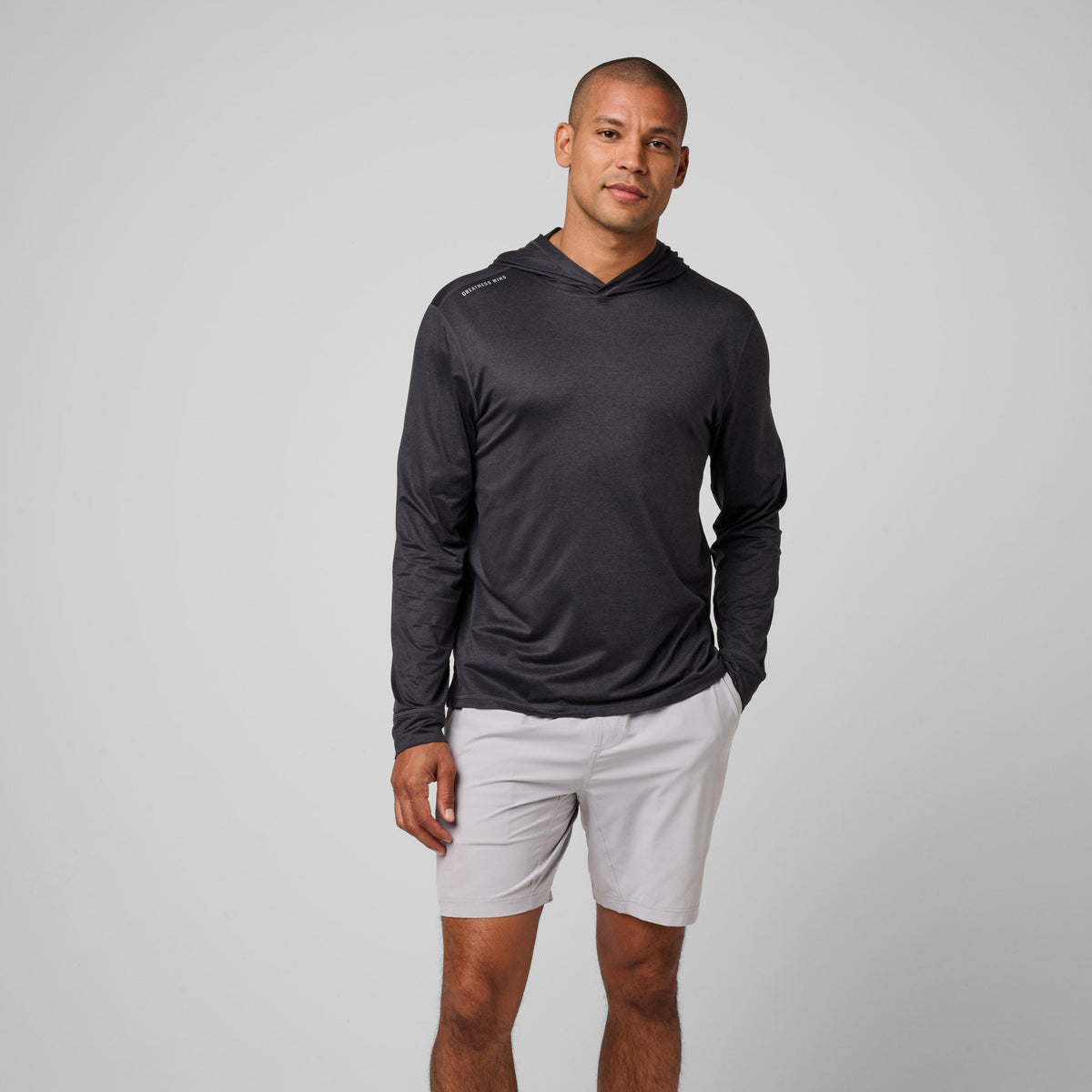 Greatness Wins Men's Core Tech T-Shirt Hoodie | Black Heather
