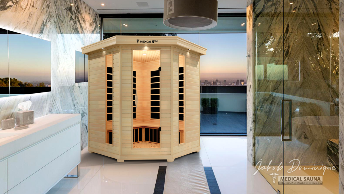 Medical Saunas – Medical 6 Plus Full Spectrum Infrared Sauna, Hemlock Wood, 6-Person Capacity, 12 Heaters, 2250 W