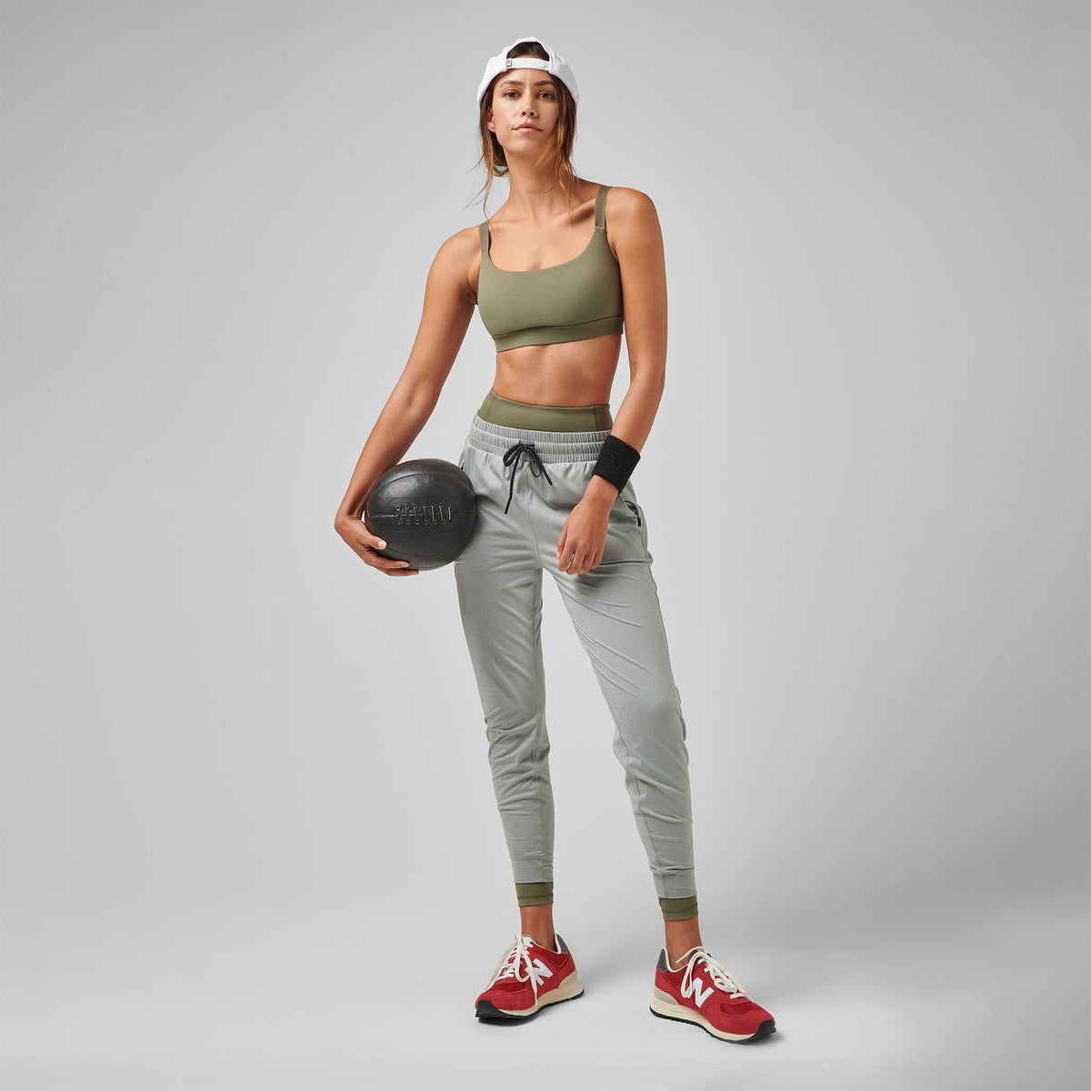 Greatness Wins Women's High Output Sports Bra | Slate Green