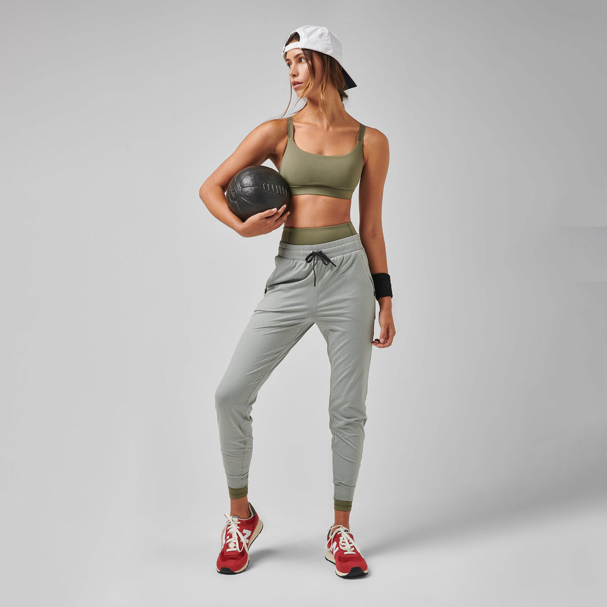 Greatness Wins Women's High Output Sports Bra | Slate Green