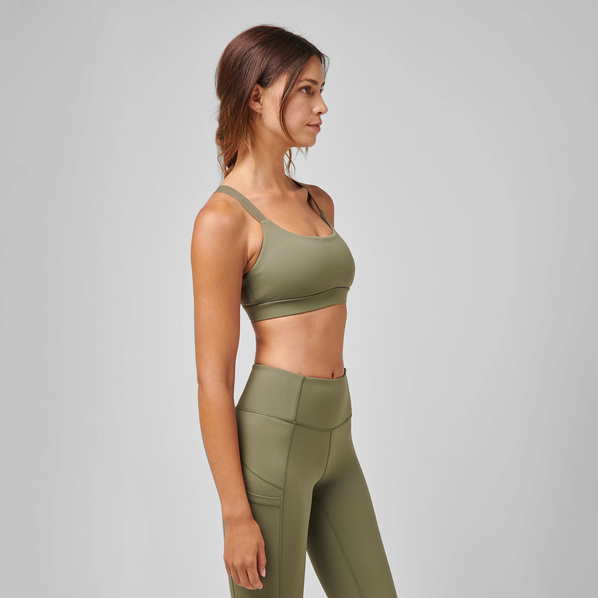 Greatness Wins Women's High Output Sports Bra | Slate Green
