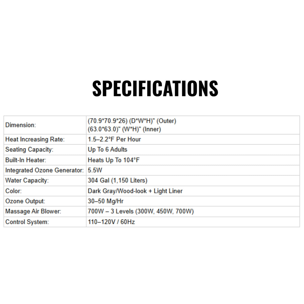 MSpa Oslo Frame 6-Person 120 Jets Square Spa W/ LED Lights & Integrated App Control [F-OS063W] (SAK93516)