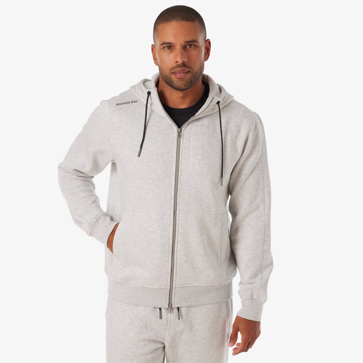 Greatness Wins Men's Performance Sweat Hoodie | Athletic Gray Heather
