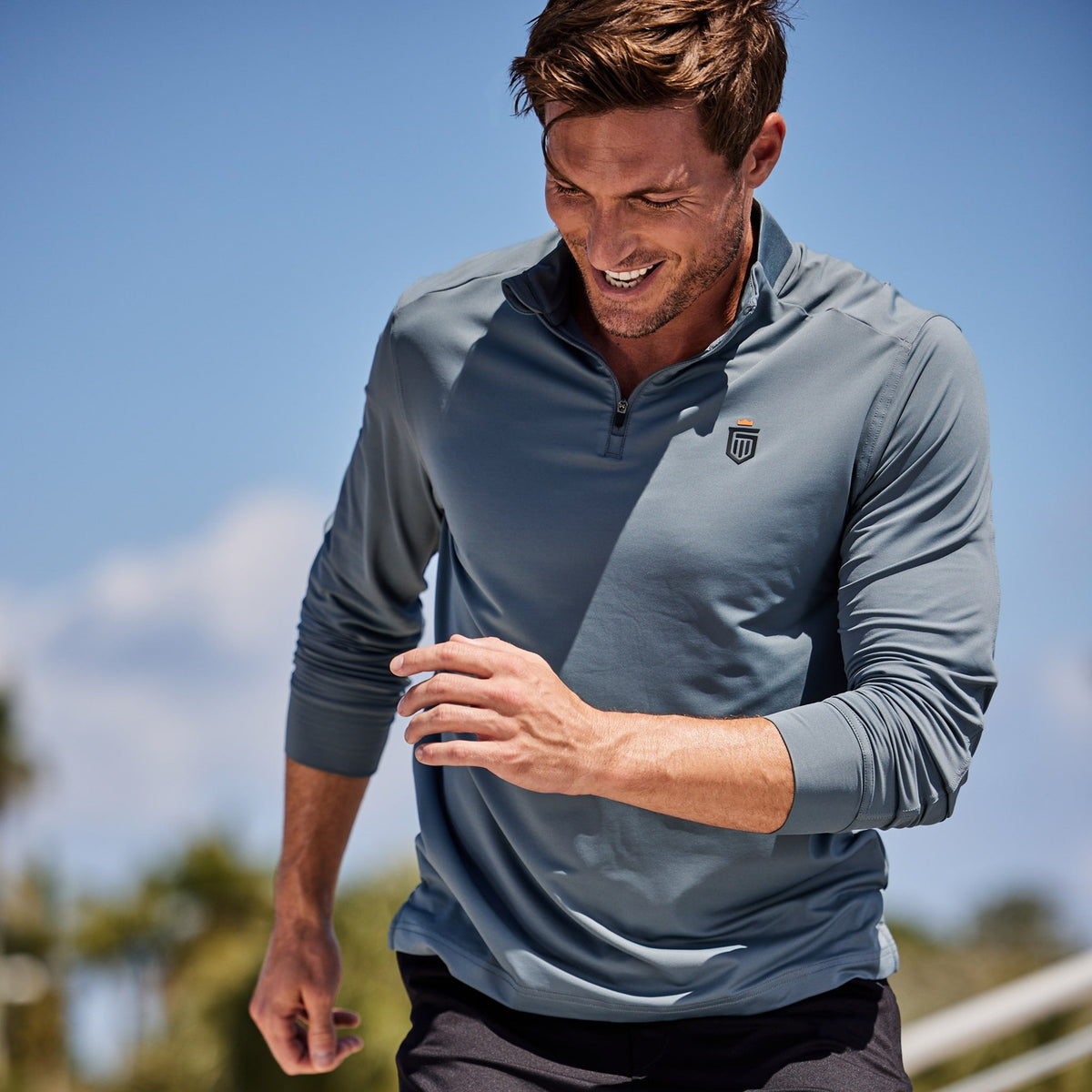 Greatness Wins Men's Performance Training Quarter Zip | Smokey Blue