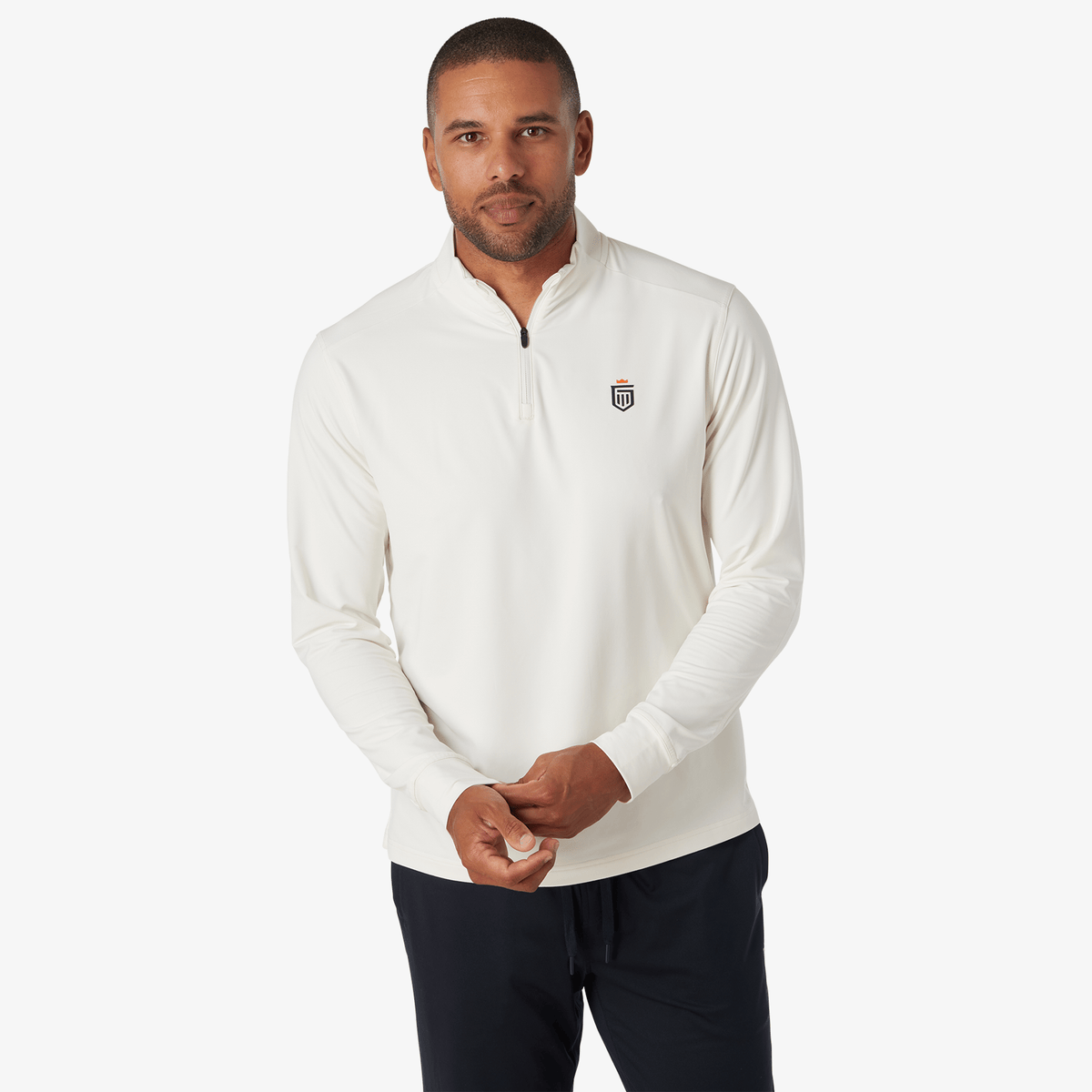 Greatness Wins Men's Performance Training Quarter Zip | White