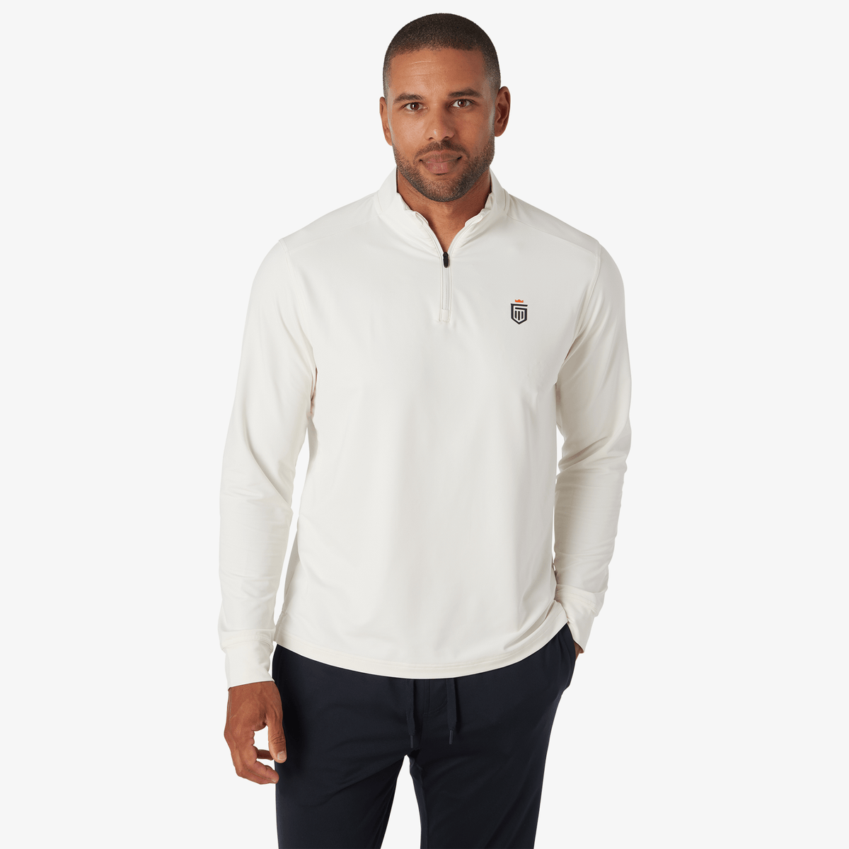 Greatness Wins Men's Performance Training Quarter Zip | White