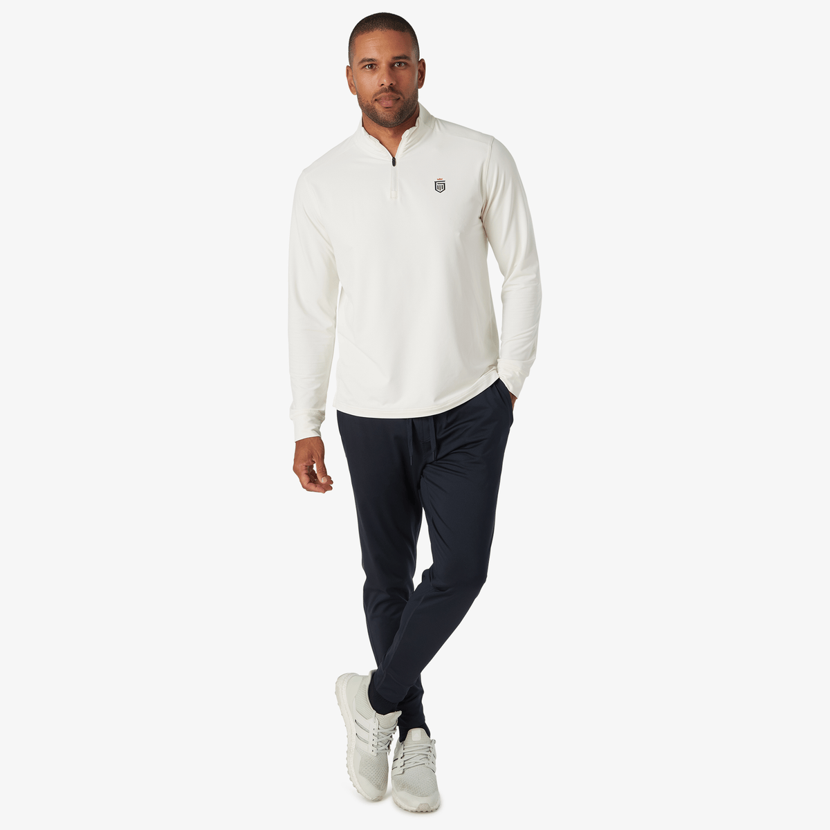 Greatness Wins Men's Performance Training Quarter Zip | White