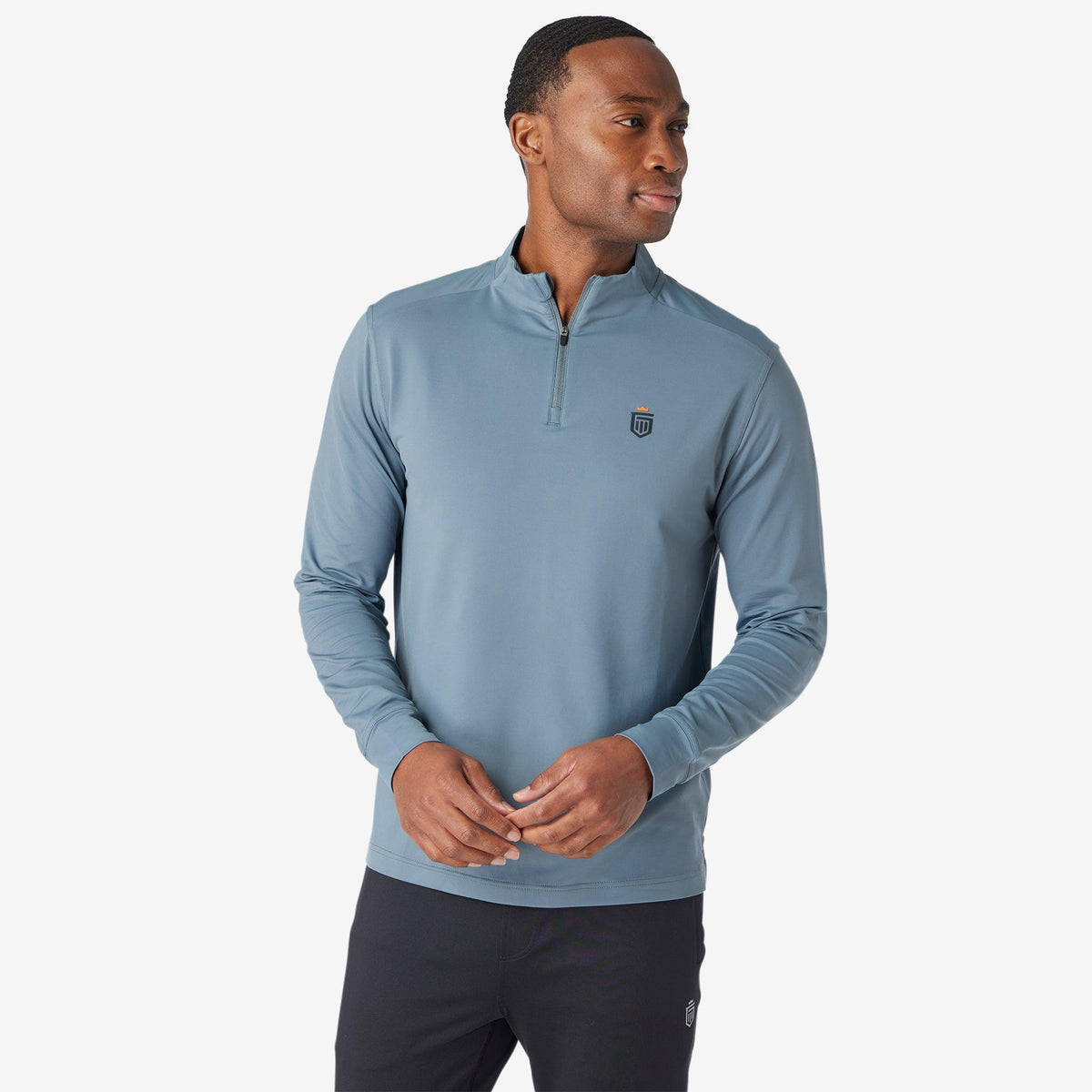 Greatness Wins Men's Performance Training Quarter Zip | Smokey Blue