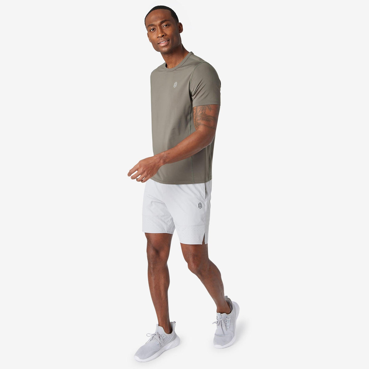 Greatness Wins Men's Performance Training Tee | Olive Gray