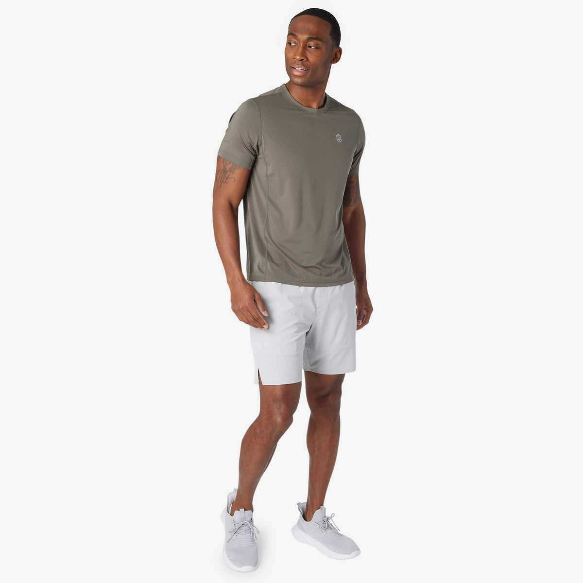Greatness Wins Men's Performance Training Tee | Olive Gray