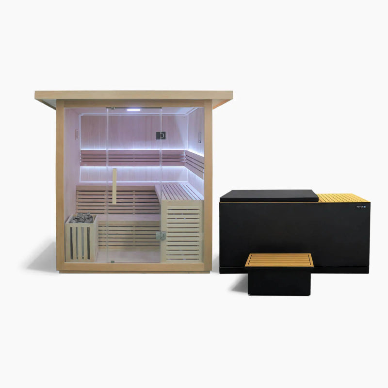 Revive 6-Person Traditional Sauna & Luxury Plunge – 23–194°F, 1HP Cooling, WiFi Control