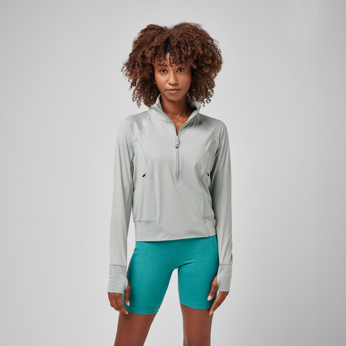 Greatness Wins Women's Slender Cozy Half Zip | Athletic Gray Heather
