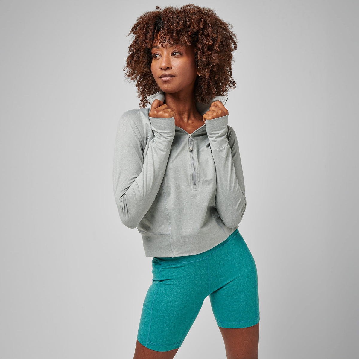 Greatness Wins Women's Slender Cozy Half Zip | Athletic Gray Heather