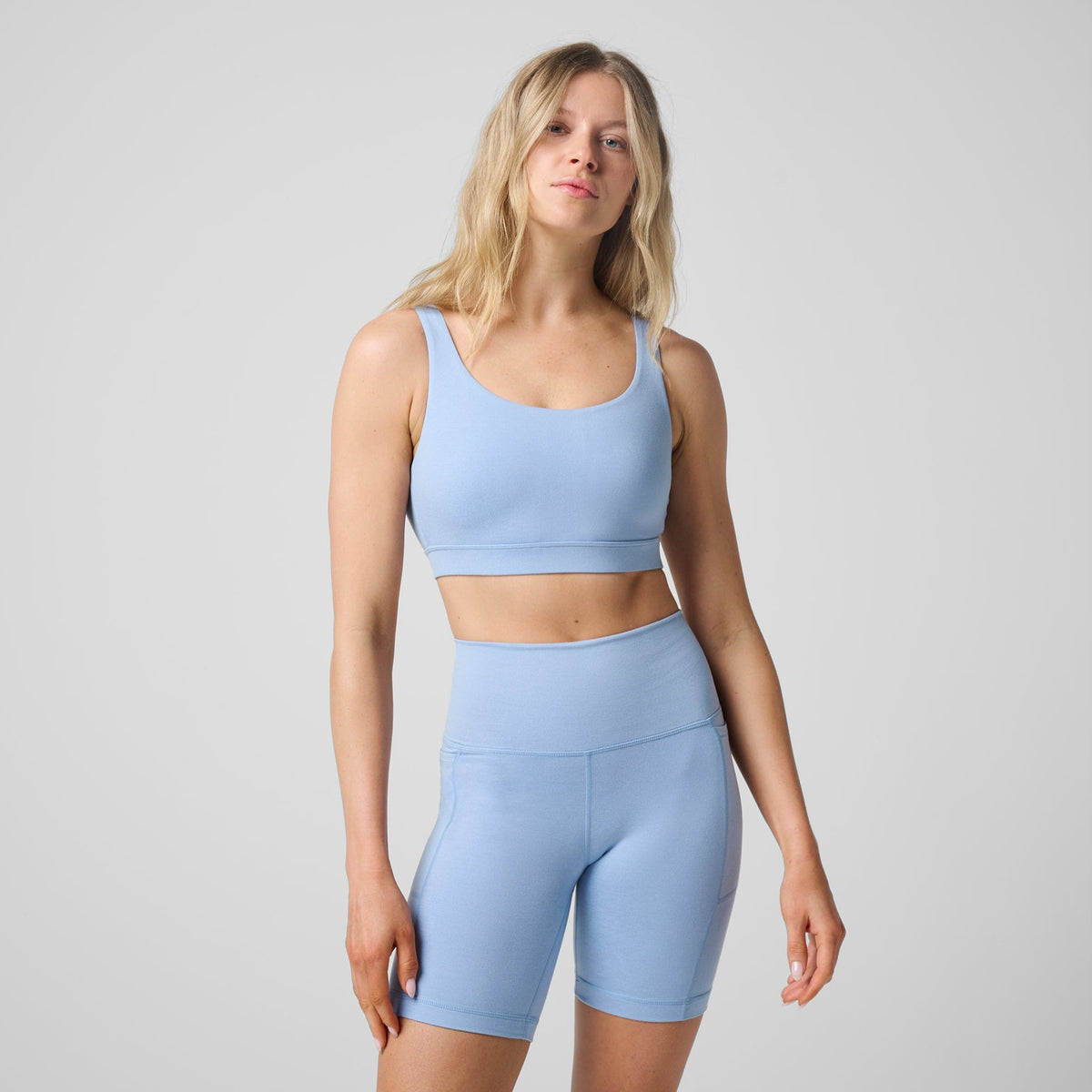 Greatness Wins Women's Square Neck Essential Bra | Blue Silt
