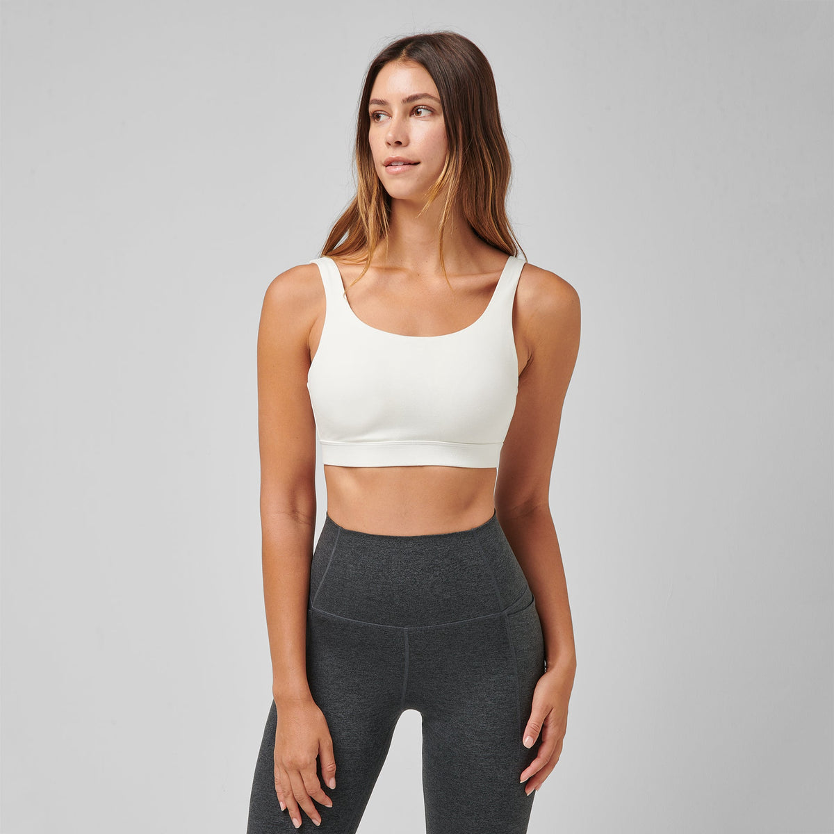 Greatness Wins Women's Square Neck Essential Bra | Soft White