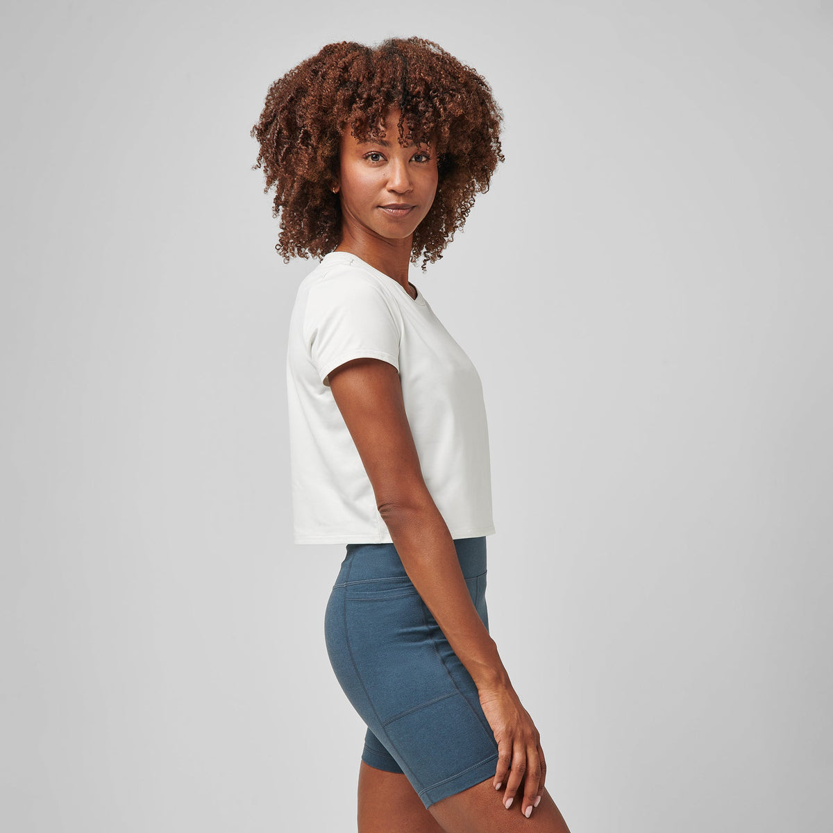 Greatness Wins Women's Core Tech Crop Tee | Soft White